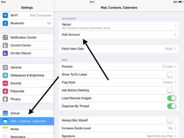 how to find your email on ipad